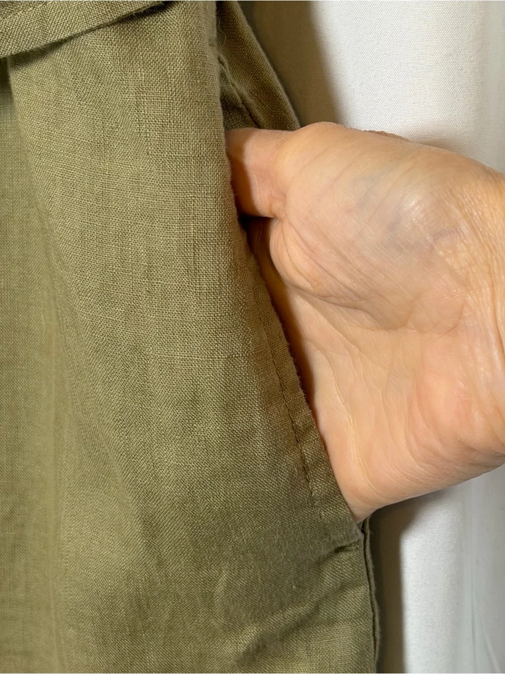 Quince European Linen Square Neck Jumpsuit Olive Green Small
